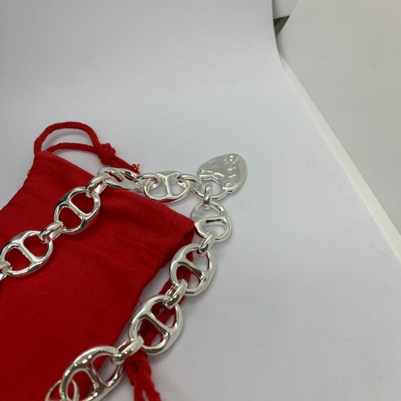 Uno de 50 Necklace Silver-plated Heavy Double Link Necklace Large Heart Lock - Picture 6 of 10